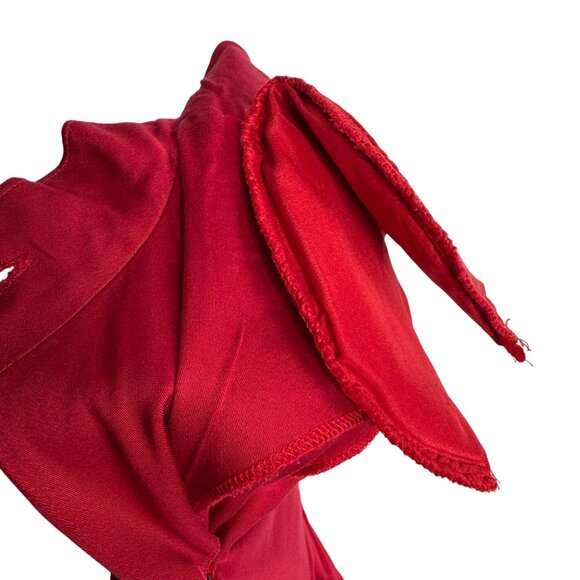 Vintage 80s‎ Liz Claiborne Red Dress Size 2 Petite Button-Front Peplum Dress - Picture 4 of 9